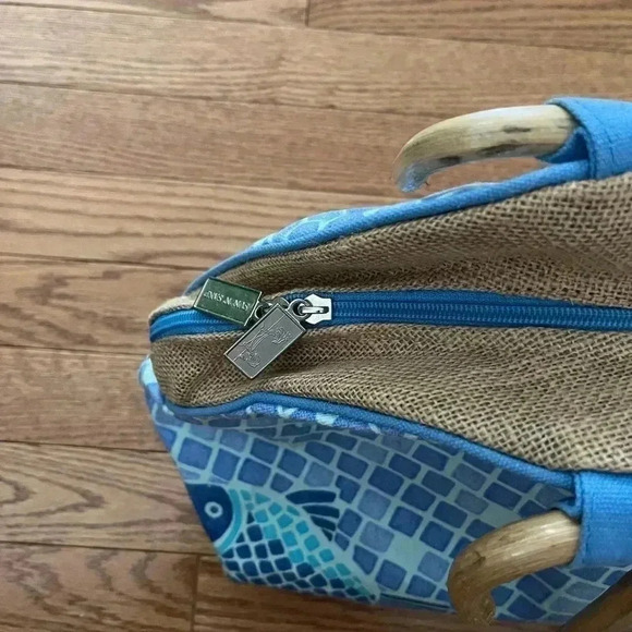 NEW Sun N Sand Beach /Pool Canvas Tote BAG Blue Green Ocean Turtles Fish - Picture 3 of 10